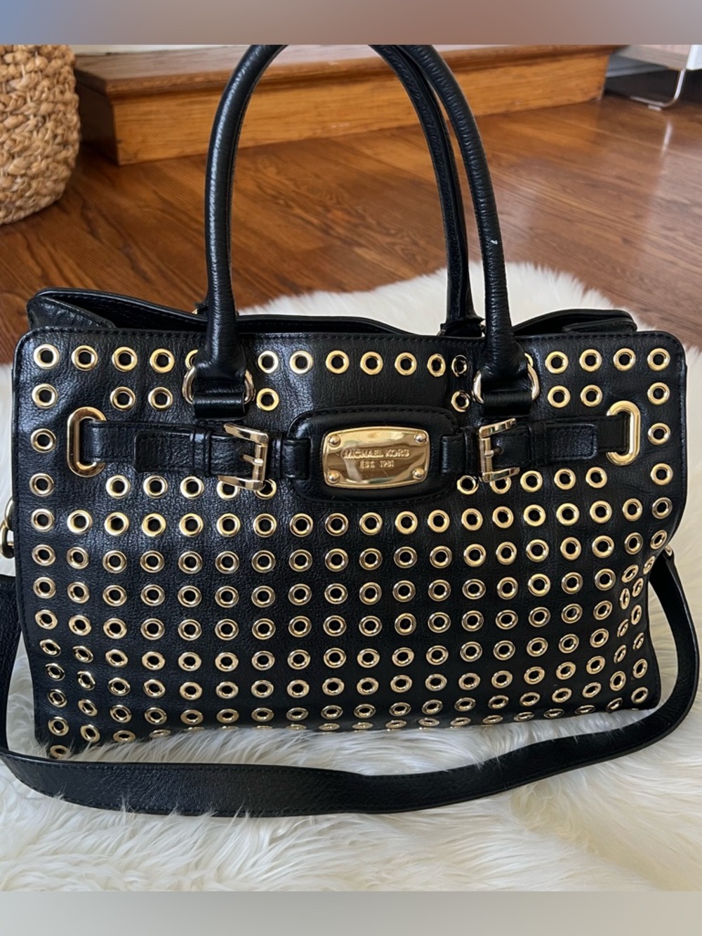 Michael Kors Hamilton Large Gold Tone Grommet Tote